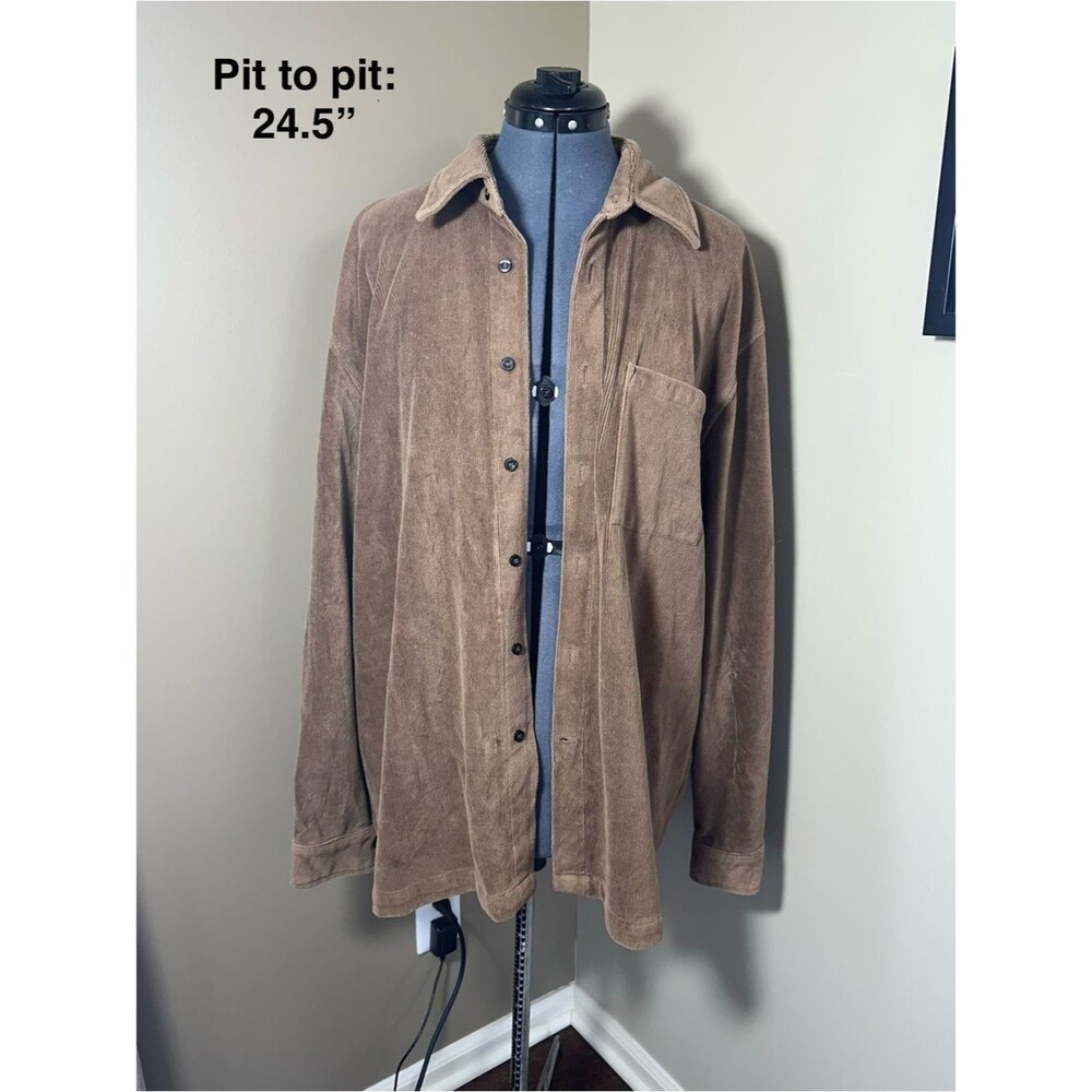Vintage Men’s Tan Corduroy Oversized Shirt - LARGE